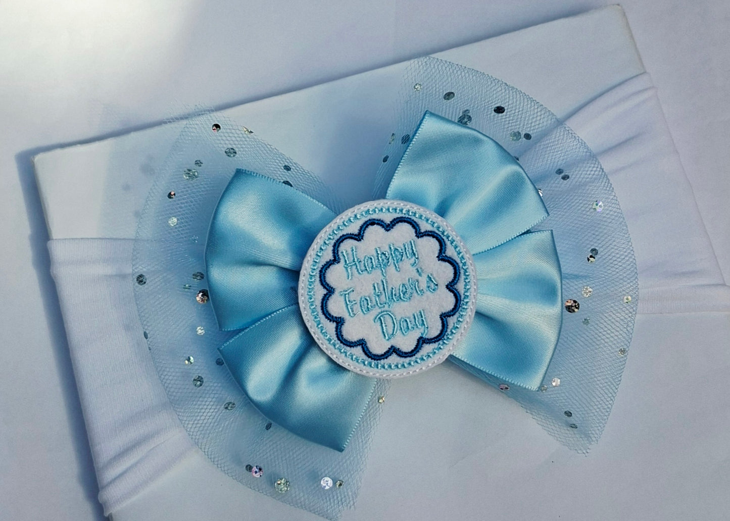 🎀Large Satin/Tulle Father's Day Bows 🎀Headband Or Clip