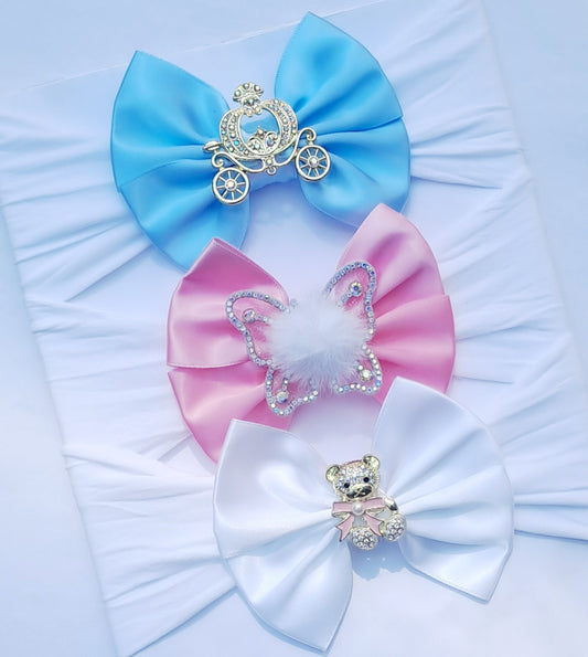 🎀3pc Satin Bow Headband Set 🎀