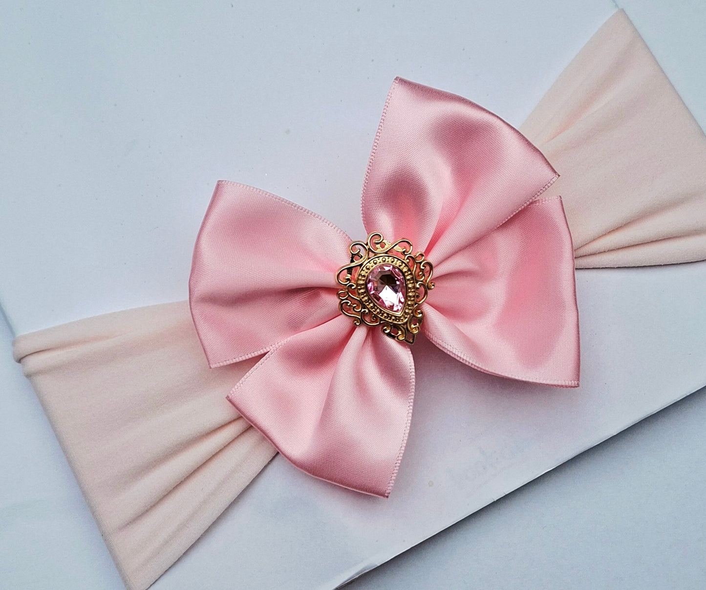 🎀Satin Bow On Coloured Bands 🎀Choose Colour