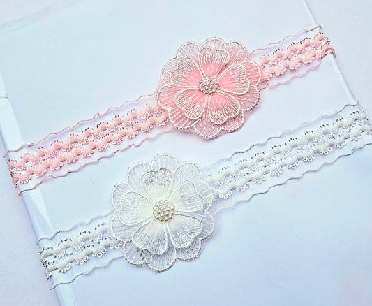 🎀2pc Lace Flower Baby Headband Set 🎀