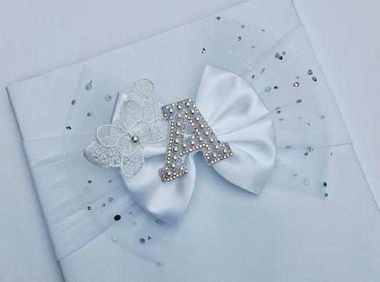 🎀Large Satin/Tulle Bow Headband 🎀 Choose Letter