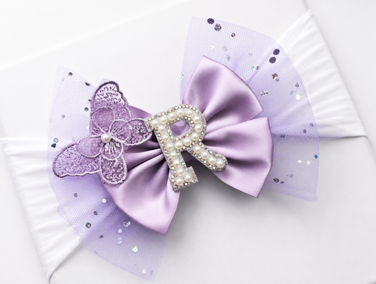 🎀Large Satin/Tulle Bow Headband 🎀 Choose Letter