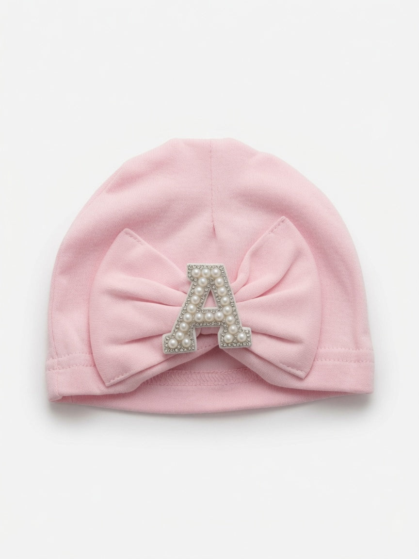 🎀Pink Baby Hat With Inital 🎀Choose Letter (0-6 Months)