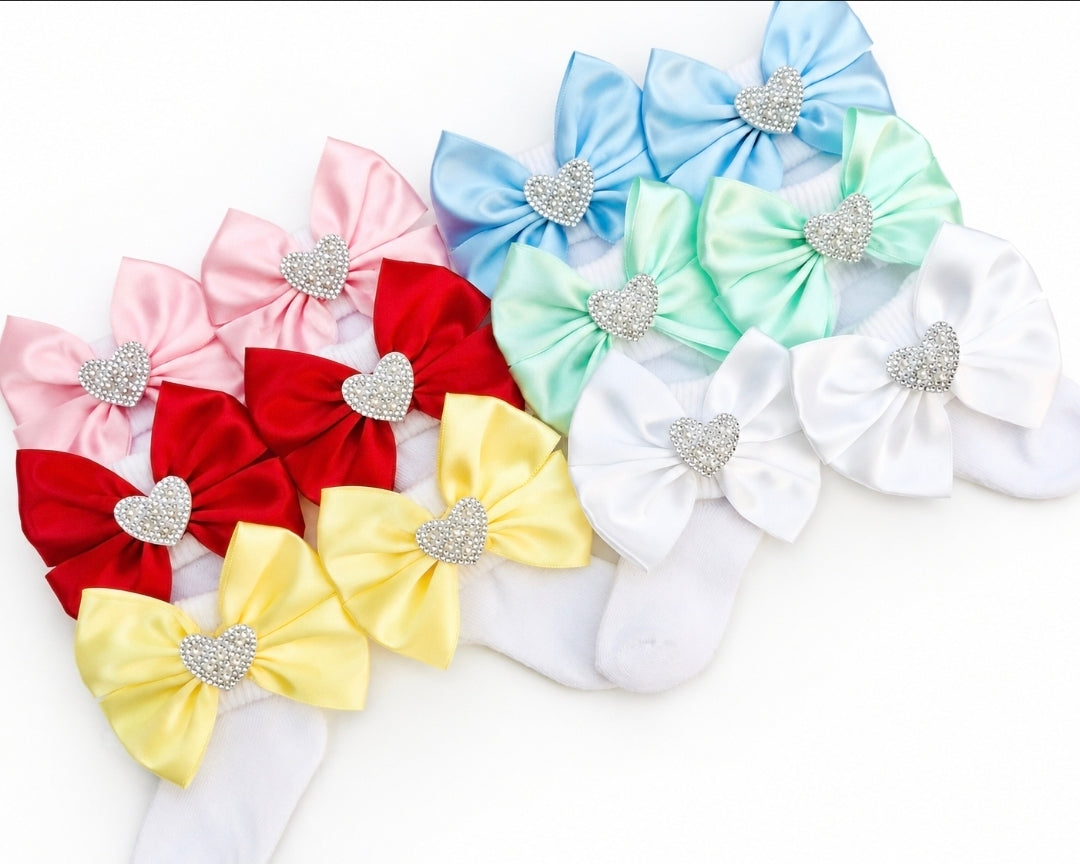 🎀Satin Bow Detail Socks 🎀Choose Bow Colour/Size