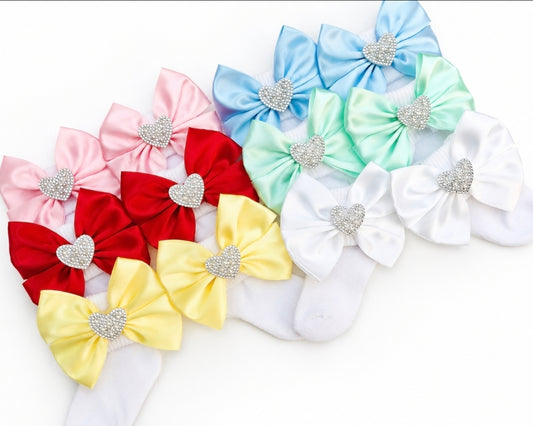 🎀Satin Bow Detail Socks 🎀Choose Bow Colour/Size