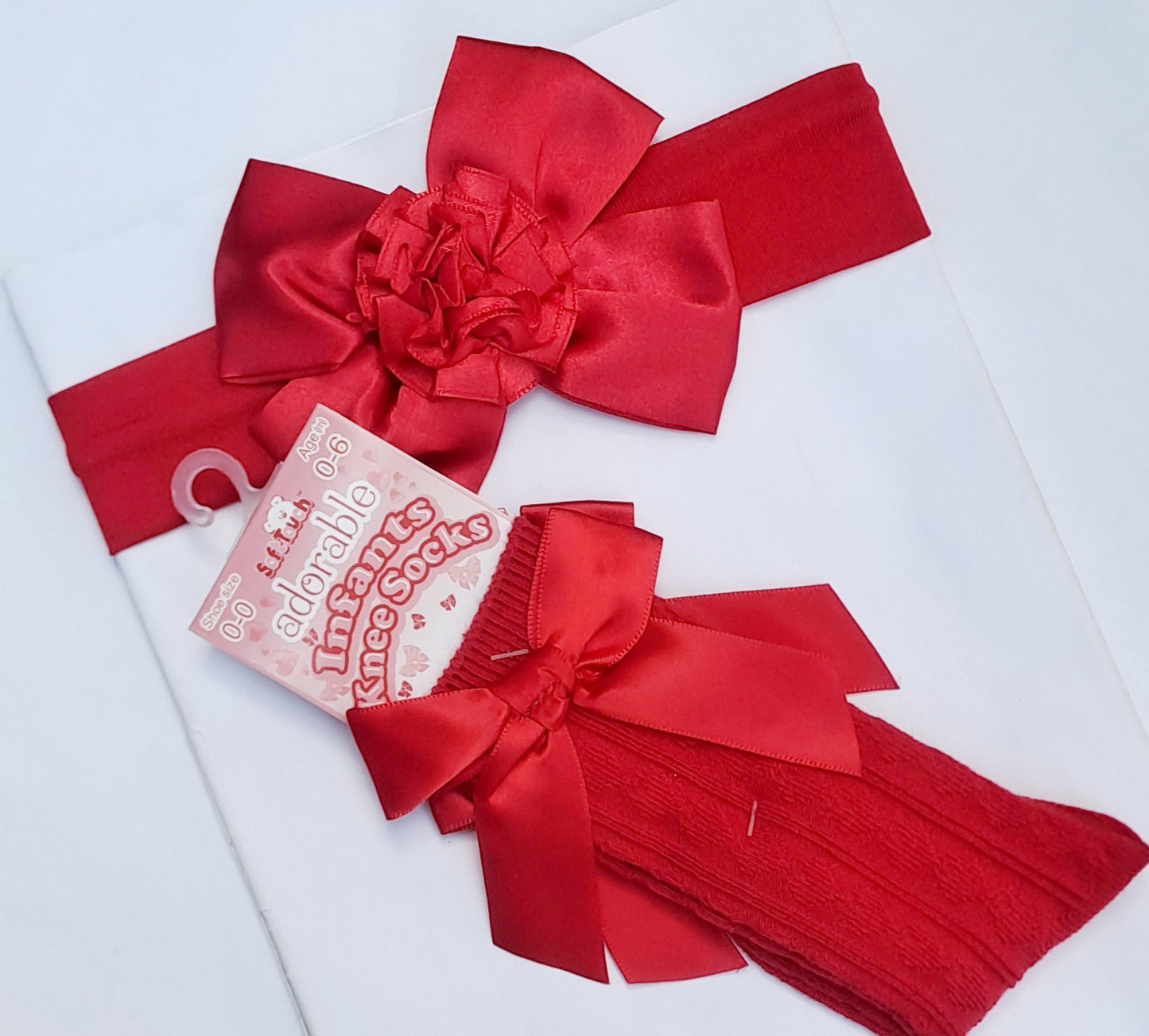 🎀Satin Bow Headband And Knee High Bow Socks🎀 0-6 Months