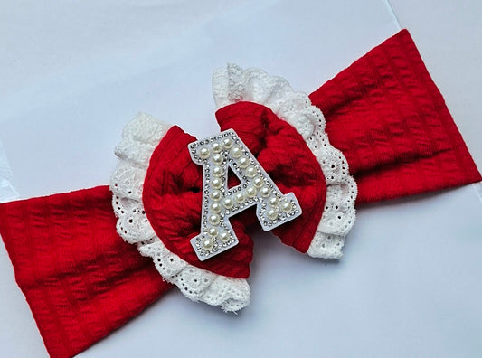 🎀Red/White Baby Headband 🎀 Available With Letter Or Plain