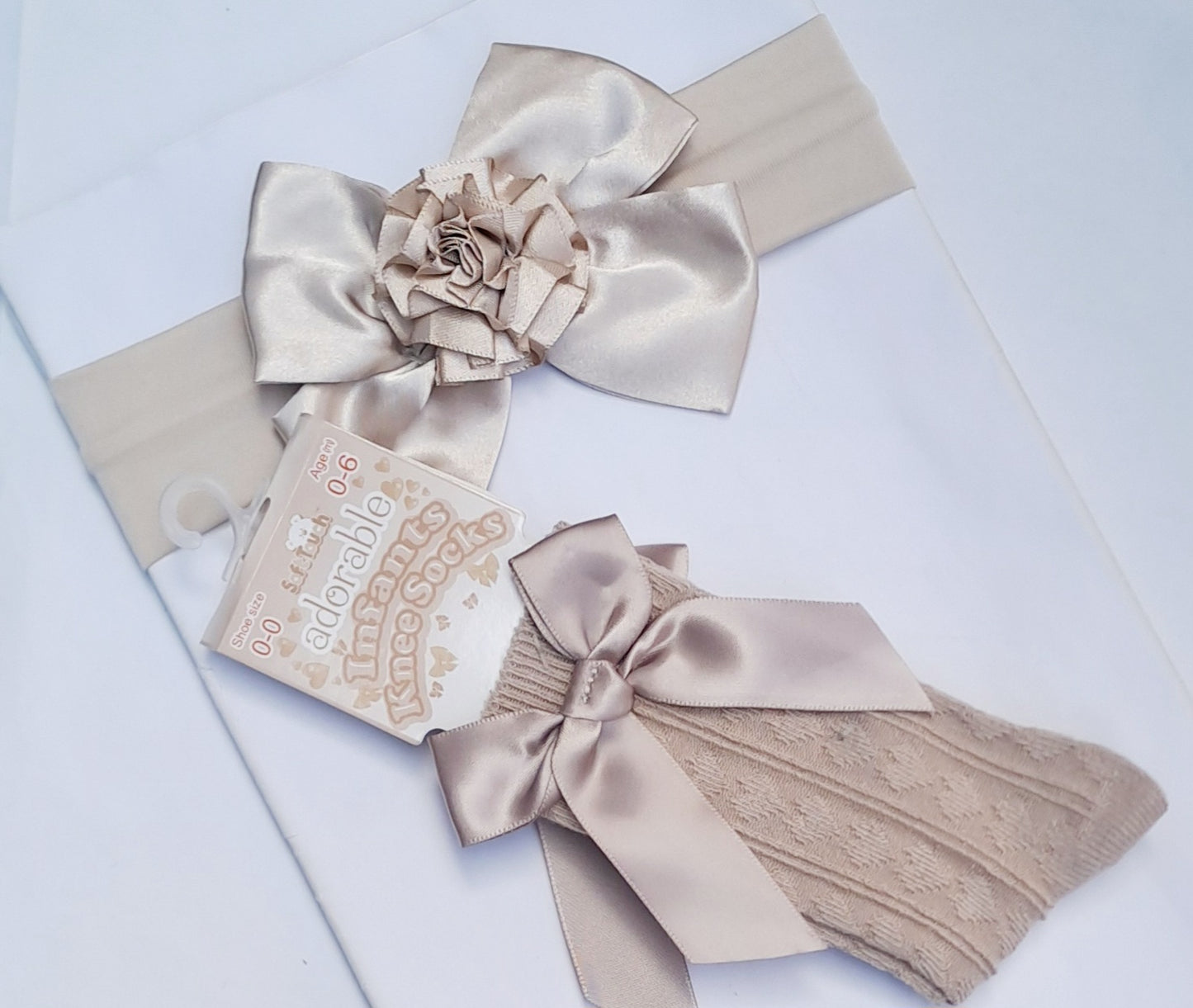 🎀Satin Bow Headband And Knee High Bow Socks🎀 0-6 Months