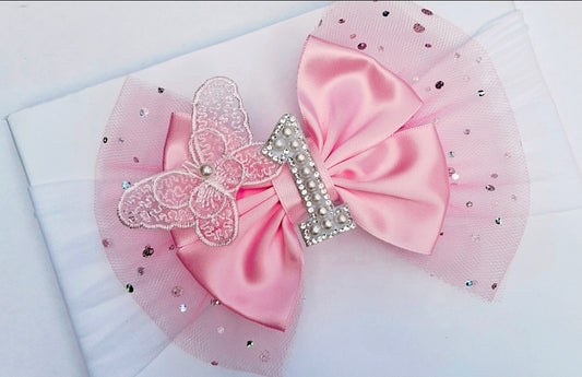 🎀Large Satin/Tulle 1st Birthday Bow Headband 🎀