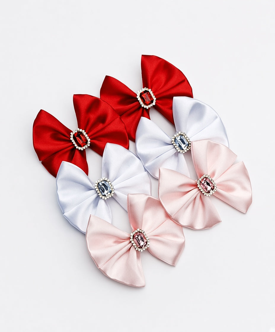 🎀6pc Satin 3inch Bow Clip Set🎀