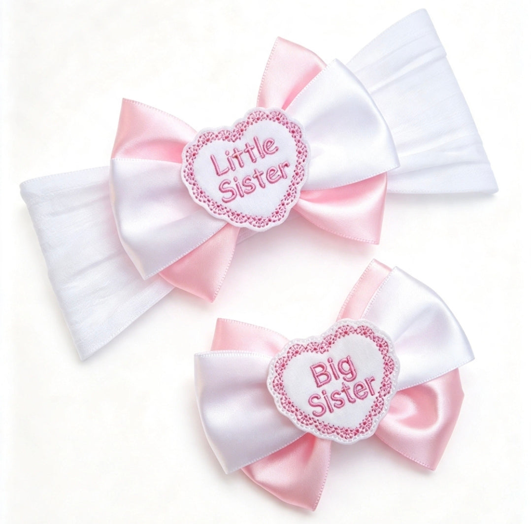 🎀Satin Bow Headband And Clip Sister Set🎀