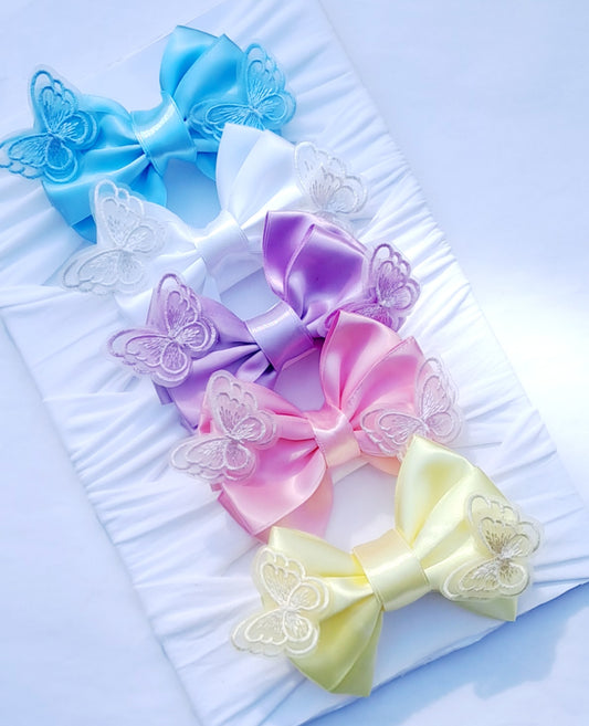 🎀Satin Bow Headbands With Butterfly Detail 🎀Choose Colour