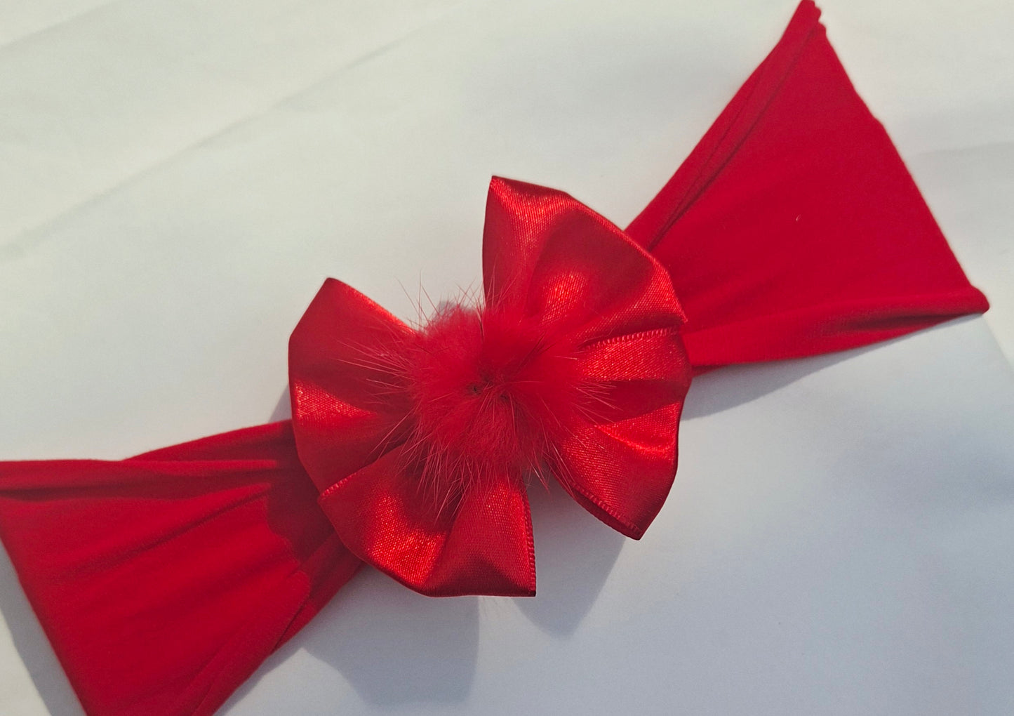 🎀Mini Satin Bow With Pom Pom Headband 🎀