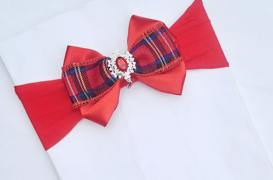 🎀Red Satin/Tartan Bow Headband/Clip🎀