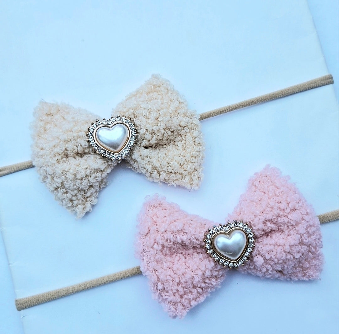 🎀2pc Newborn Borg Bow Headband Set 🎀