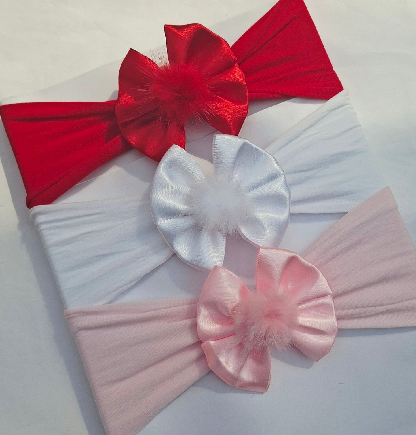 🎀Mini Satin Bow With Pom Pom Headband 🎀