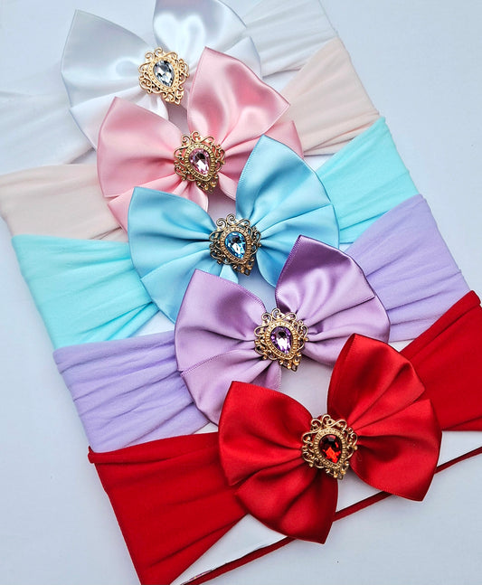 🎀Satin Bow On Coloured Bands 🎀Choose Colour