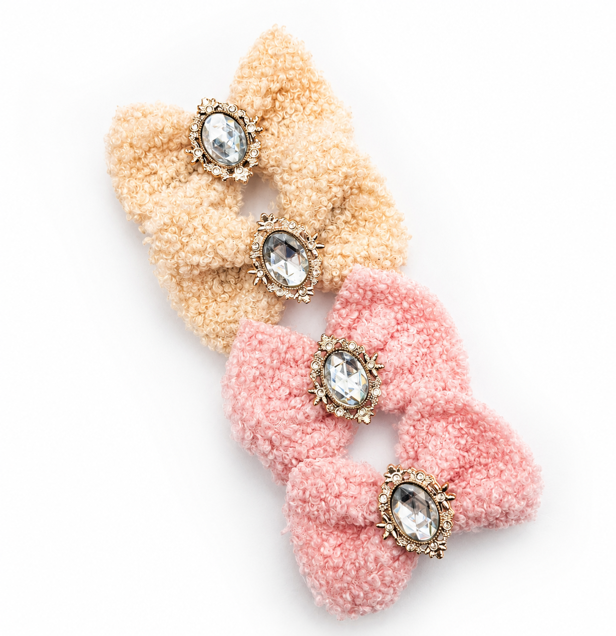 🎀2pc Boucle Style Pigtail Clip Set🎀 Beige Or Pink Available