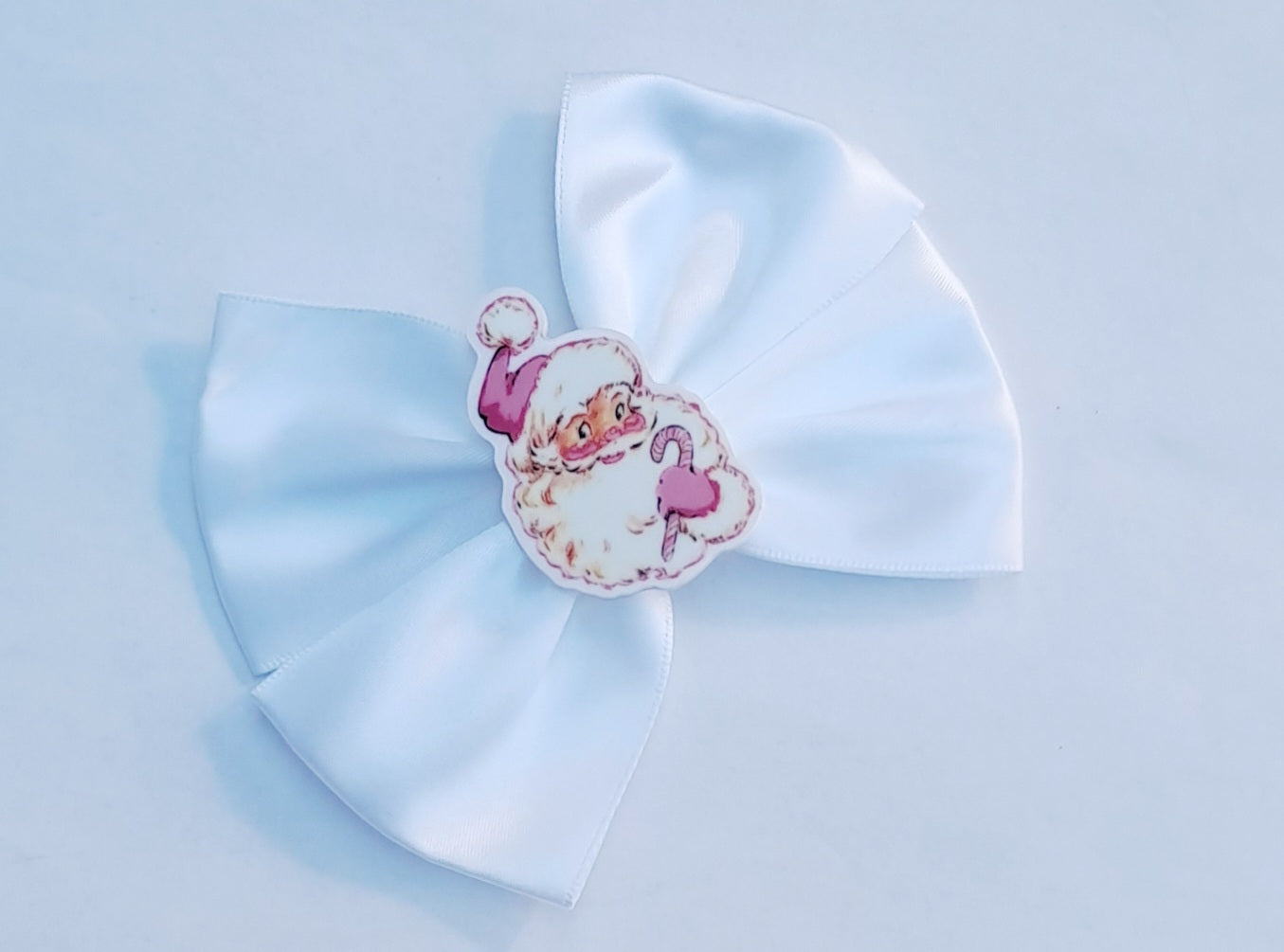 🎀Satin Bow Pink Santa Christmas Clips🎀Available In Pink Or White