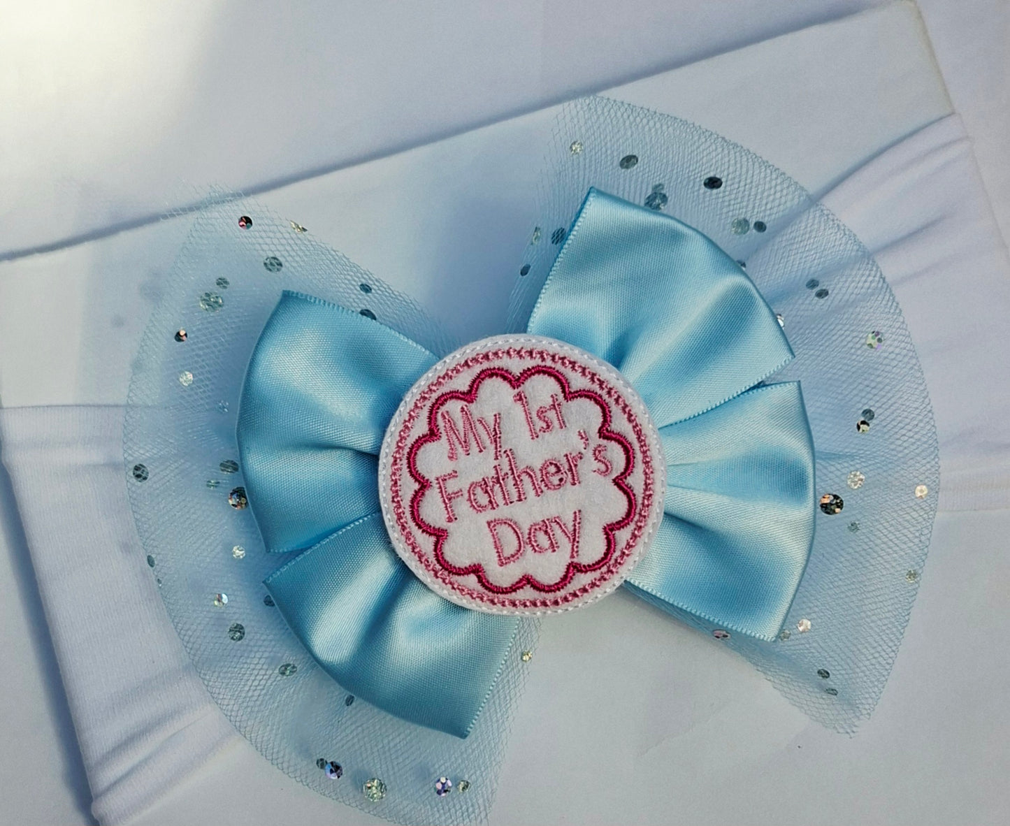 🎀Large Satin/Tulle Father's Day Bows 🎀Headband Or Clip
