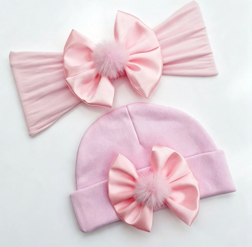 🎀Newborn Pink Headband/Hat Set🎀