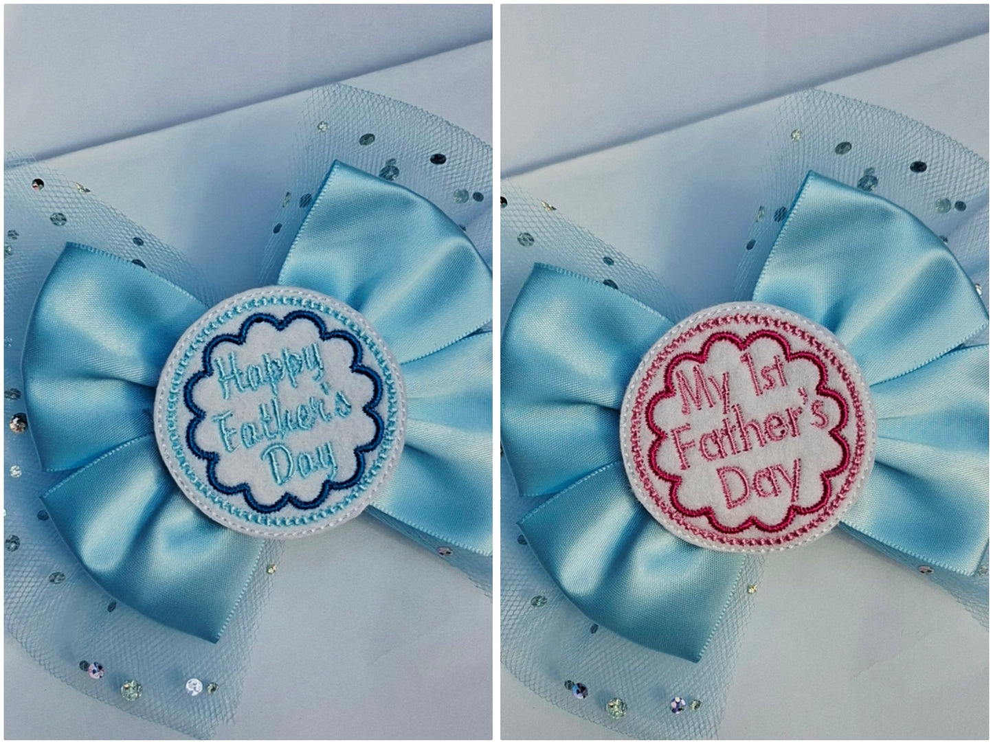🎀Large Satin/Tulle Father's Day Bows 🎀Headband Or Clip