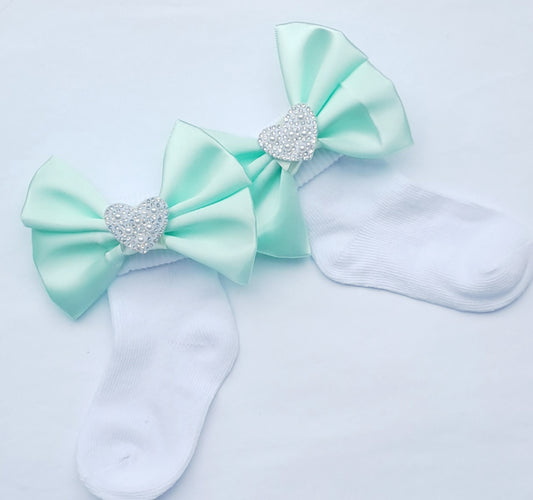 🎀Mint Satin Bow Socks🎀