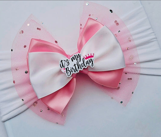 🎀Large Satin/Tulle Birthday Bow🎀 Headband Or Clip
