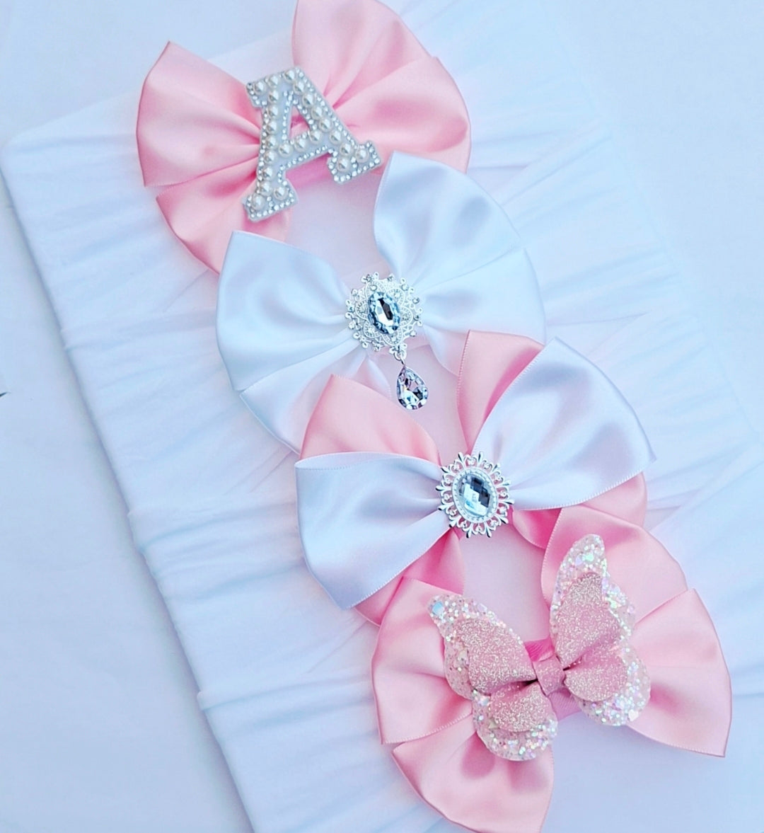 🎀4pc Satin Bow Headband Set 🎀 (Choose Letter)